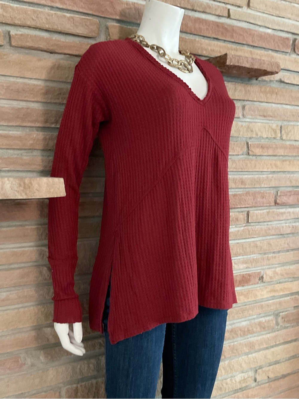 Princess Vera Wang Stretch Tunic Top Dark Red Medium
